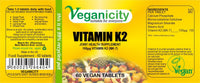 Veganicity Vitamin K2 (MK-7) 100µg : Bone & Circulation Health Supplement : 60 Tablets, in a Planet-Friendly 99% Recycled Pot