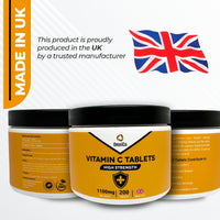 OmniCo Vitamin C Tablets – 1100mg – 200 Vegan Tablets - Vitamin C for Immunity Support, VIT C Supplement for Immune System, Hair, Skin & Nails Vitamins for Women & Men, High Strength Vitamin C