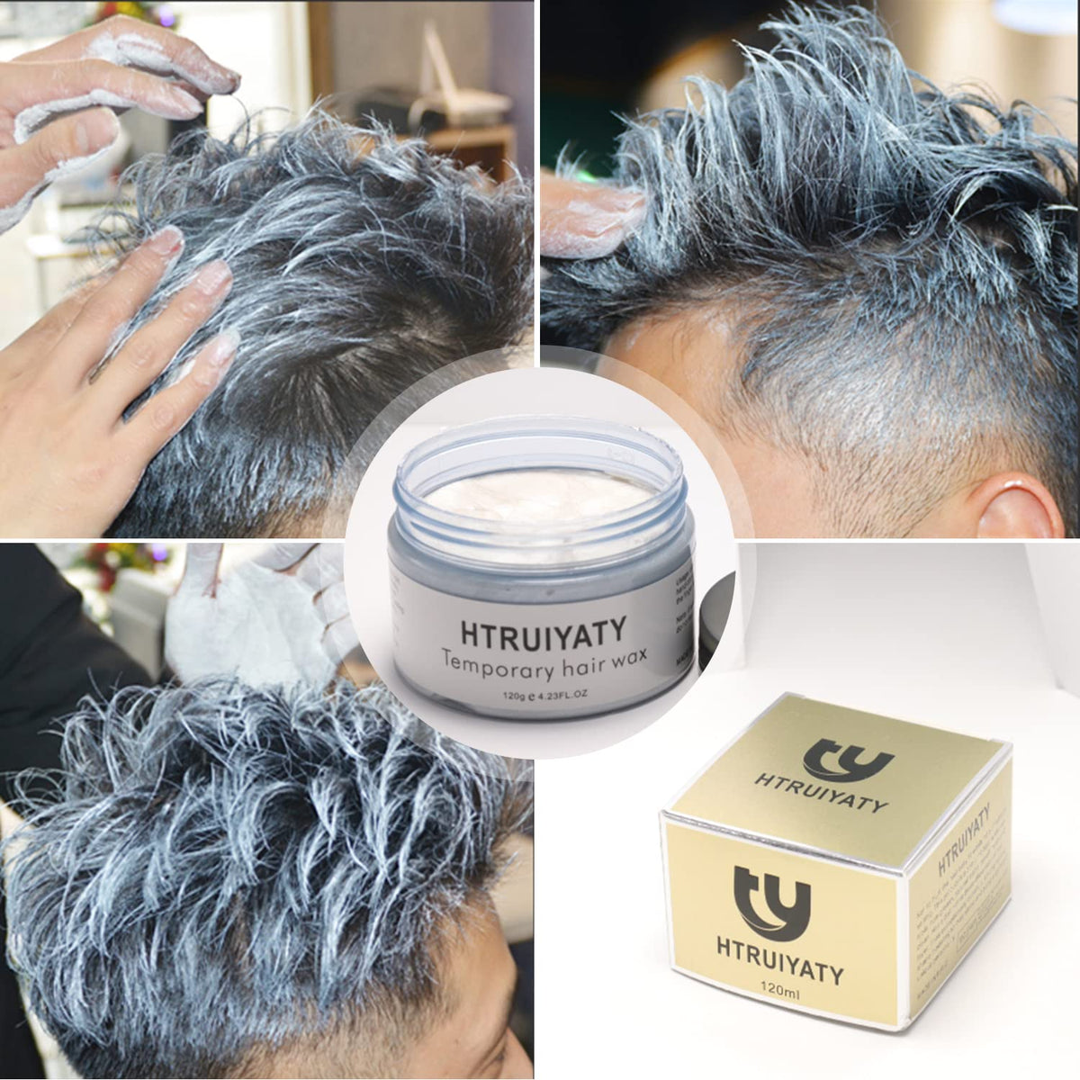 HTRUIYATY White Hair Color Wax Temporary Modeling Natural Color Hair Dye Wax Unisex One-time Hairstyle Cream Styling Wax for Party Cosplay Halloween Masquerade