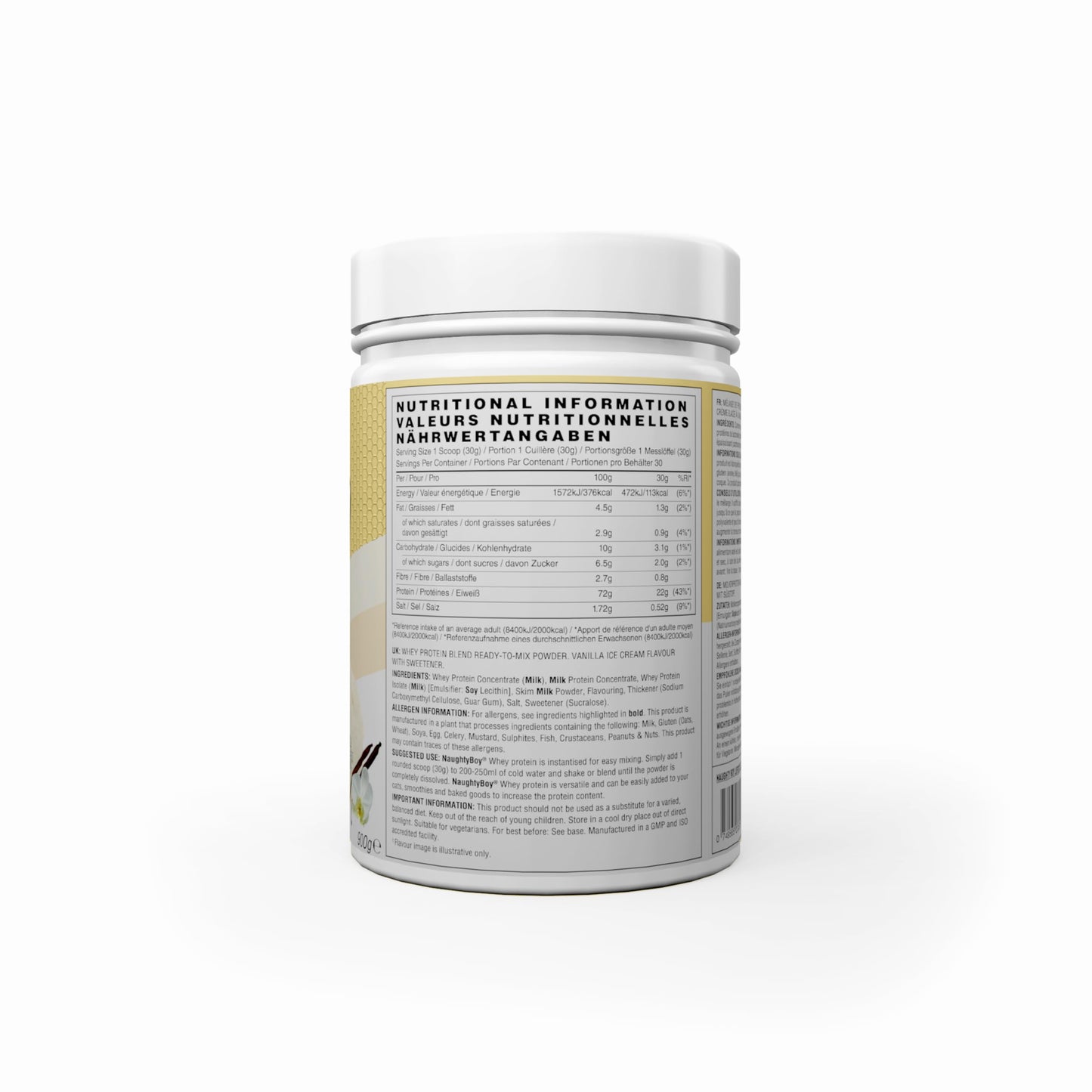 Naughty Boy Advanced 100% Whey Muscle Building & Recovery Protein Powder with Optimum Taste & Mixability for All Adults and Diets. (Vanilla Ice Cream, 900 g)