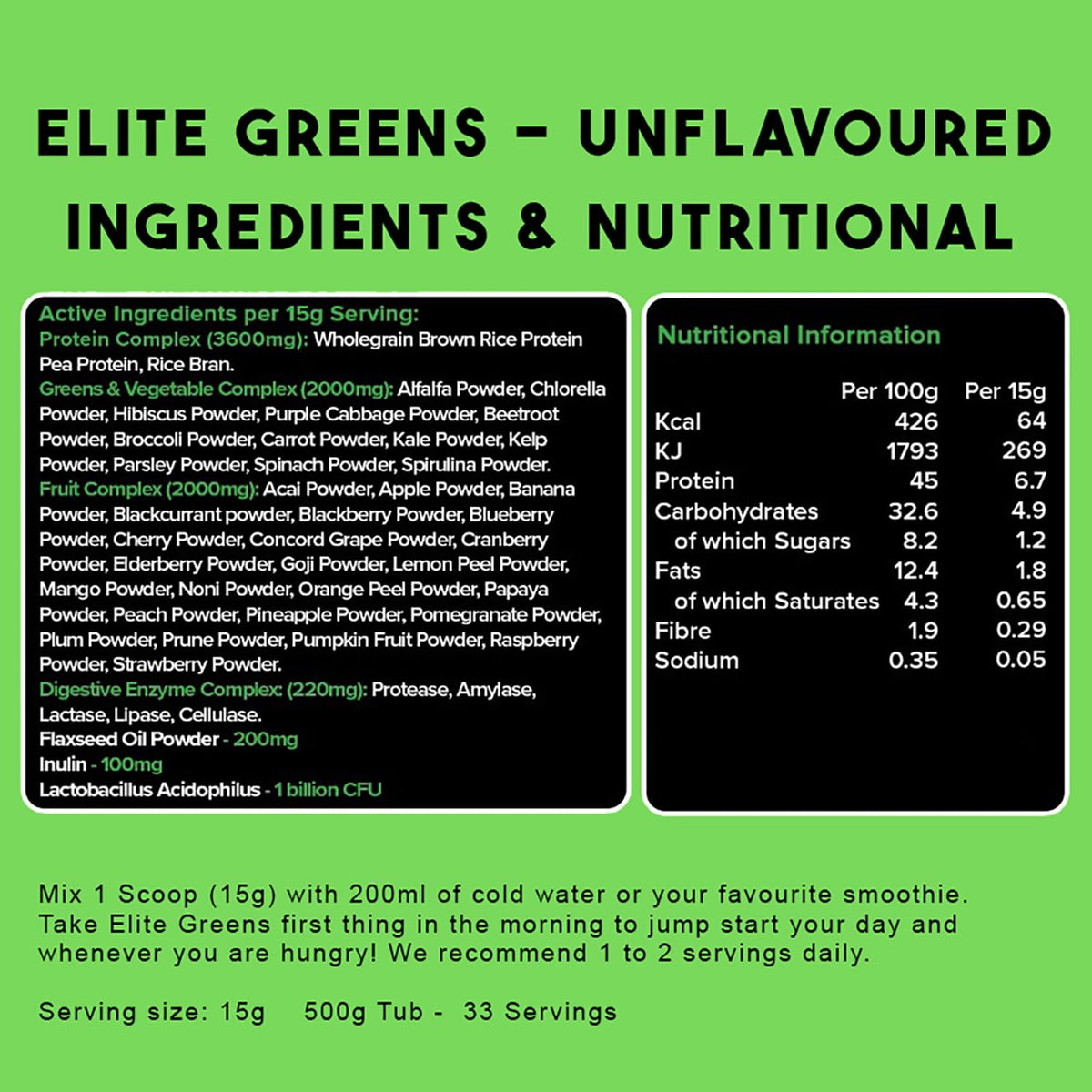 Hellenia Elite Greens Superfood - WOD Powders | 34 Vegan Superfoods and Natural Ingredients, Green and Red Fruits, Berries,Vegetables, Prebiotics & Digestive Enzymes - 500g (Strawberry & Lime)