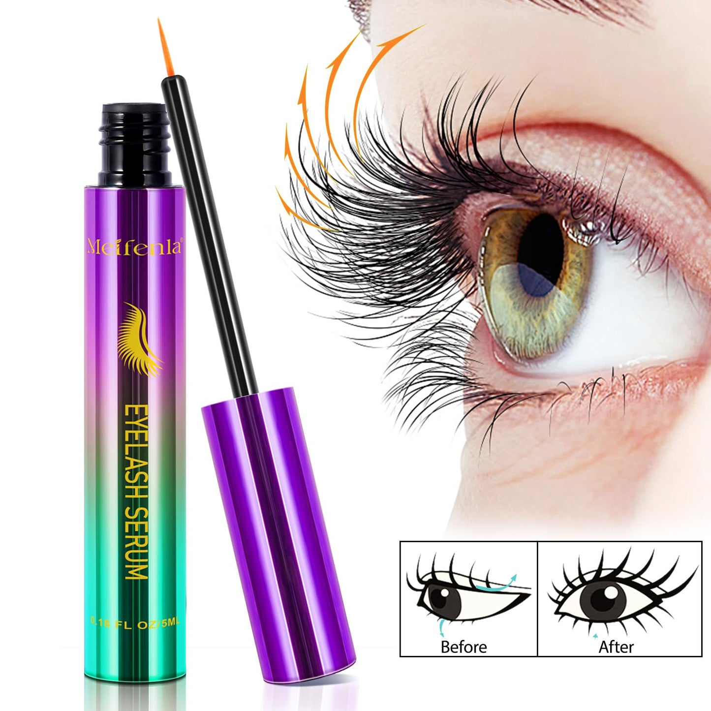 herlosfeel Eyelash Serum Lash Growth Enhancer: Advanced Natural Formula for Long Thickening Eyelashes