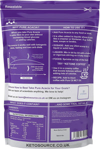Pure Acacia Fibre | 0g Carbs | Zero Calories | Prebiotic Soluble Fibre Powder Supplement | Supports Fasting & Ketogenic Diet | 500g Pouch | Ketosource®