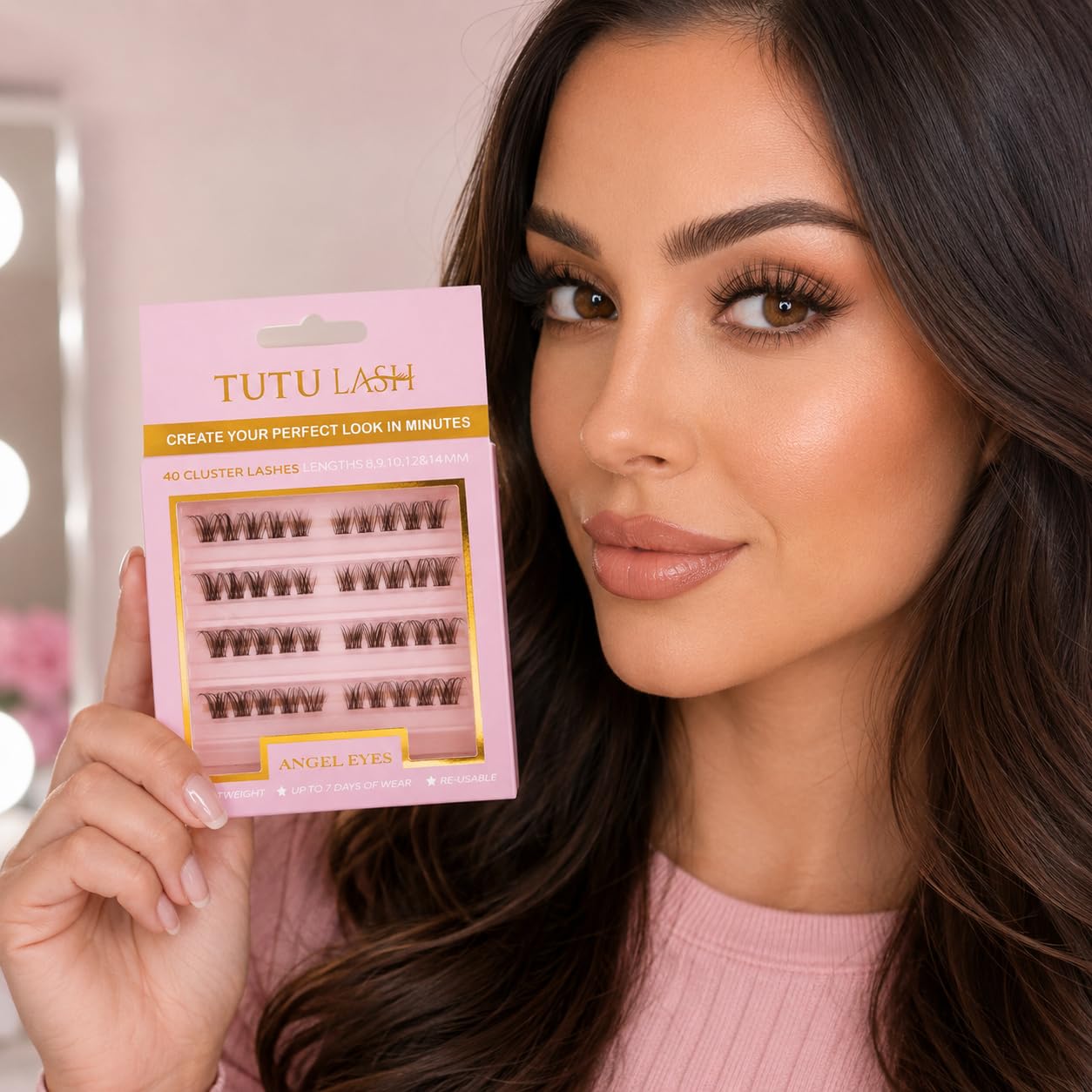 TUTU LASH Tutu Lash Caramel Lashes Brown DIY Cluster Lashes ANGEL EYES 40 x cluster lashes self application easy to apply lashes lash cluster box re-usable vegan