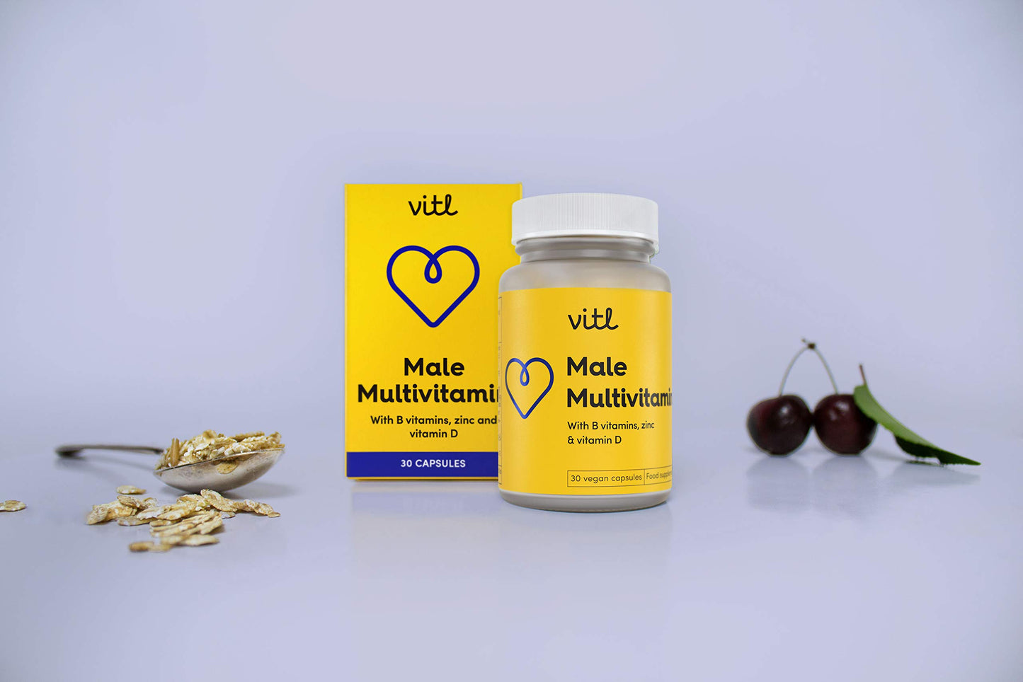 Vitl Male Multivitamin & Minerals Supplement - 30 Vegan Capsules - 20 Essential Nutrients Including B Vitamins, Zinc, Vitamin D & Plant Extracts - Support Overall Male Wellbeing - 1 Month Supply