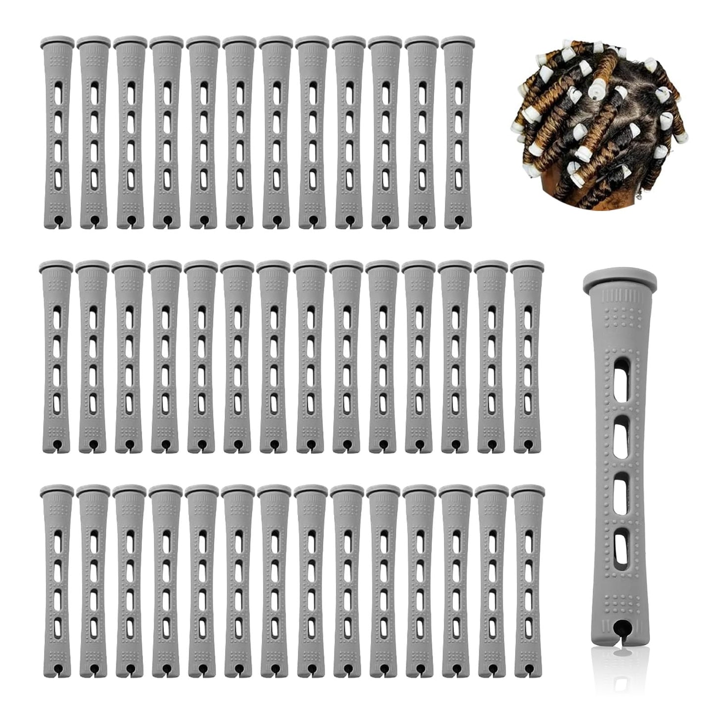 Honicemar 40 Pcs Perm Rollers Set for Long & Short Hair - 0.59 Inch Medium Cold Wave Rods, DIY Curling Tools for Natural Hairstyles, Hair Curling Rods for Home or Salon Styling