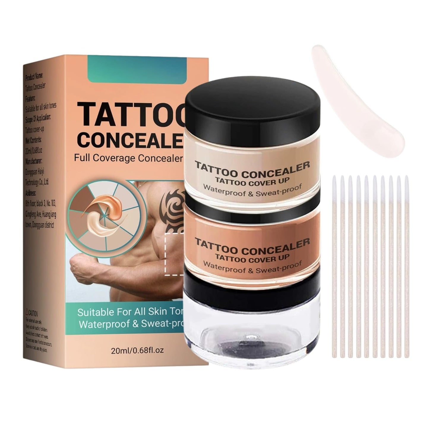 NLFOX Tattoo Cover Up Makeup - Concealer Full Coverage - Waterproof Full Coverage Concealer For Body - Natural Body MakeupFor Tattoos Scars Veins - Long Lasting body concealer Set For For Men And Women