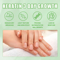 Keratin 3 Day Growth Nail Treatment & Strengthener - Nail Strengthener for Damaged Nails Thin Nails - Nail Growth Treatment for Nail Strengthener - Fast Keratin Nail Hardener