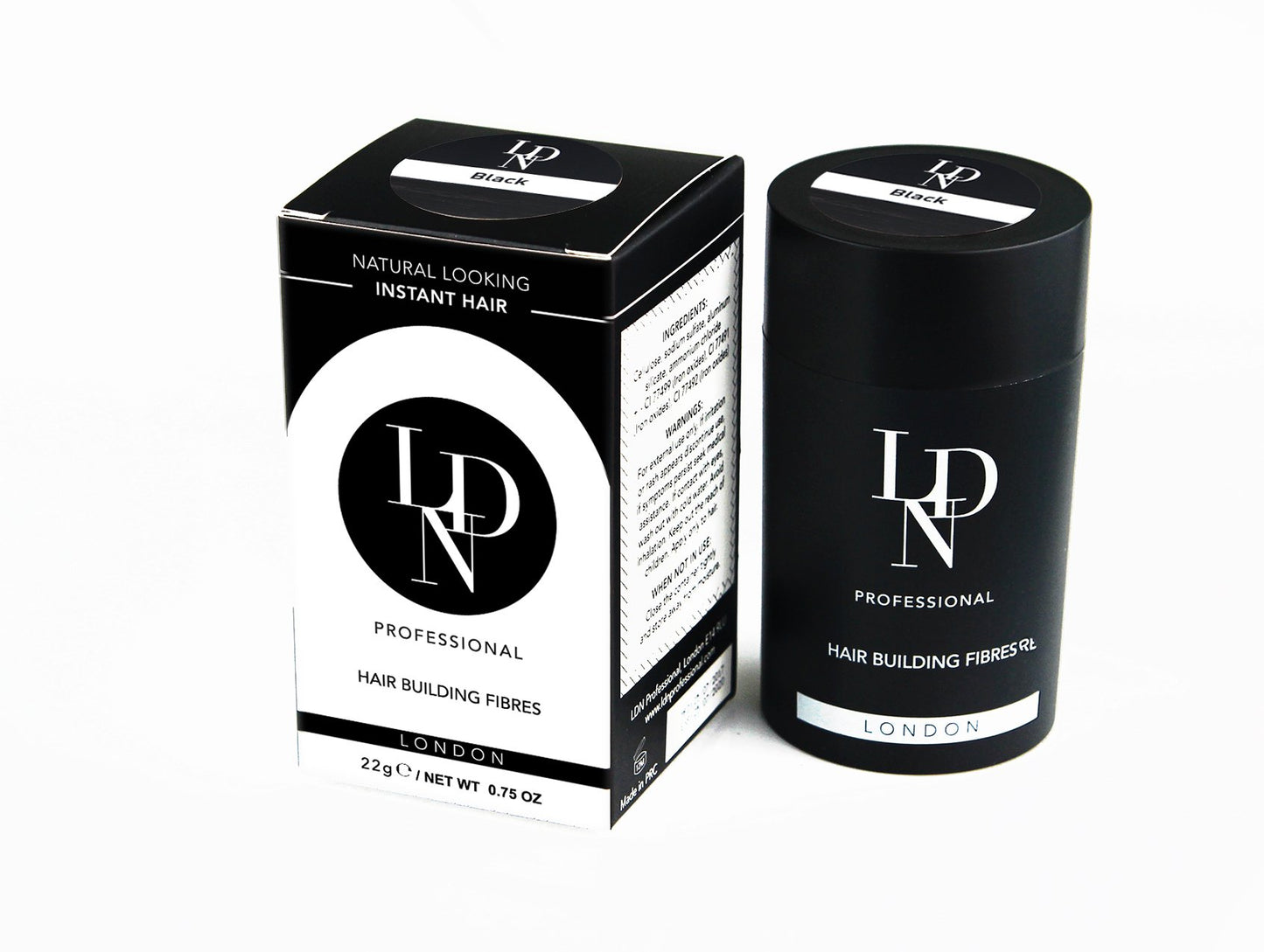 LDN Professional Twin Pack Hair Fibres for Hair Loss and Thinning Hair, Multi Pack with 2 bottles (Black)