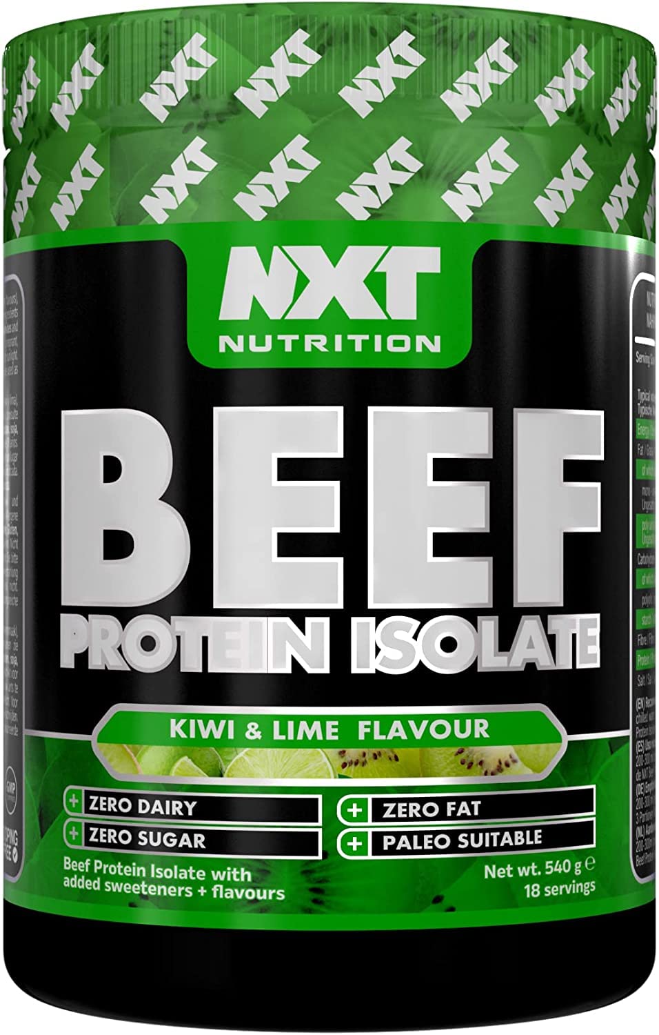 NXT Nutrition NXT Beef Protein Isolate 540g - High Protein Powder in Natural Amino Acids - Paleo, Keto Friendly - Dairy and Gluten Free | 540g (Kiwi & Lime)