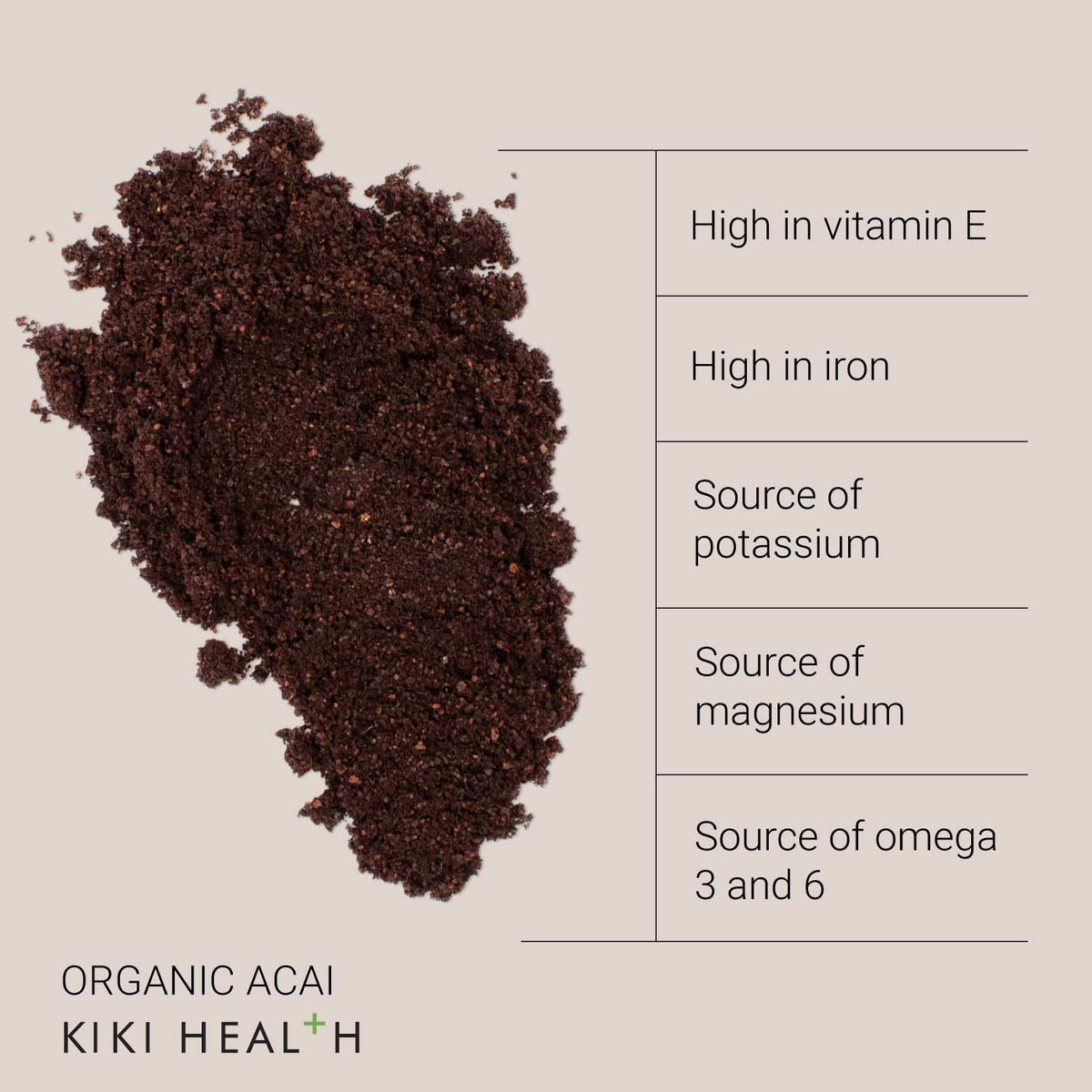 KIKI HEALTH KIKI Health 100% Raw Organic Acai Berry Powder Superfood | Responsibly Sourced Freeze-Dried Acai Berries | Nutrient-Rich Vegan-Friendly | Ideal for Smoothies Yogurt & Various Recipes - 50g