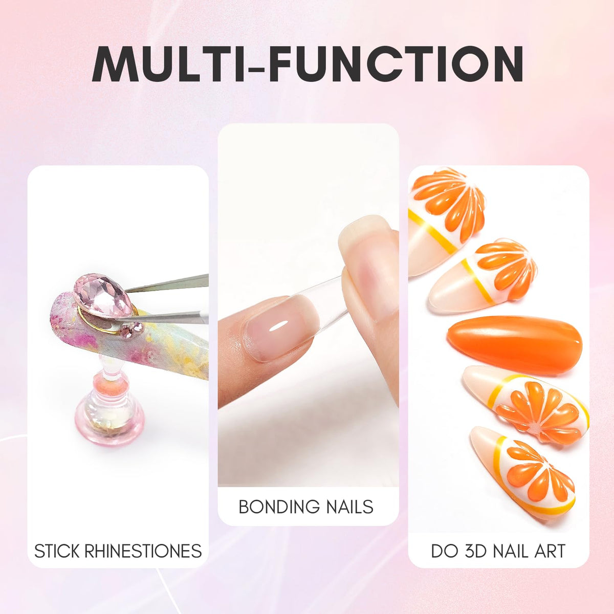 Makartt Nail Glue Gel for Press On Nails, Extra Strong 3 in 1 Solid Nail Glue for False Nail Tips, Long-Lasting 3D Gel for Acrylic Decoration, Curing Required,30 ML