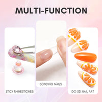 Makartt Nail Glue Gel for Press On Nails, Extra Strong 3 in 1 Solid Nail Glue for False Nail Tips, Long-Lasting 3D Gel for Acrylic Decoration, Curing Required,30 ML