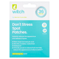 Witch Don't Stress Spot Patches, with Witch Hazel and Salicylic Acid, helps reduce redness and inflammation. 36 patches