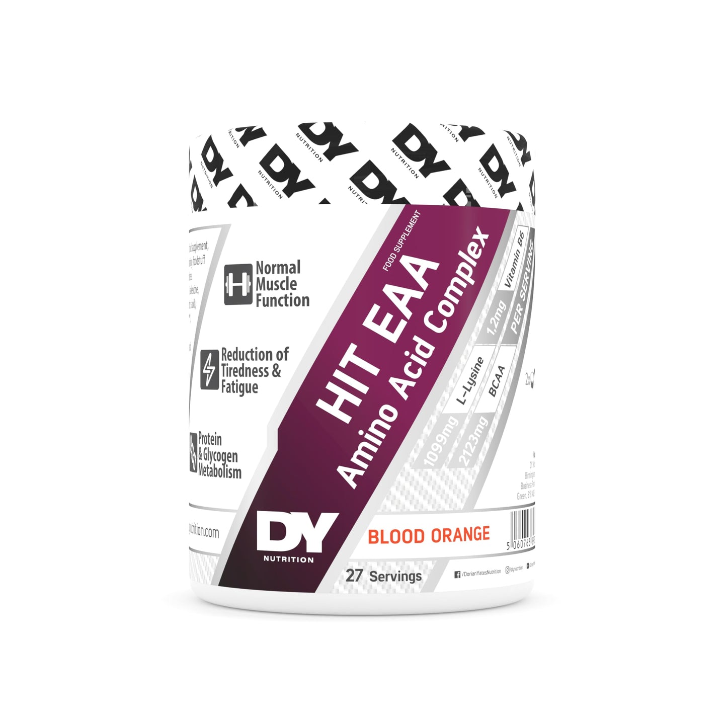 DY Nutrition HIT EAA - Essential Amino Amino Acids Complex 360g, (Blood Orange) with L-Lysine, Vitamin B6 & BCAAs