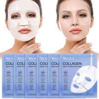 WANFAER 6pcs Collagen Face Mask, Deep Overnight Face Mask, Bio Collagen Overnight Mask for Dry and Dehydrated Skin, Pore Minimizing, Elasticity Improvement