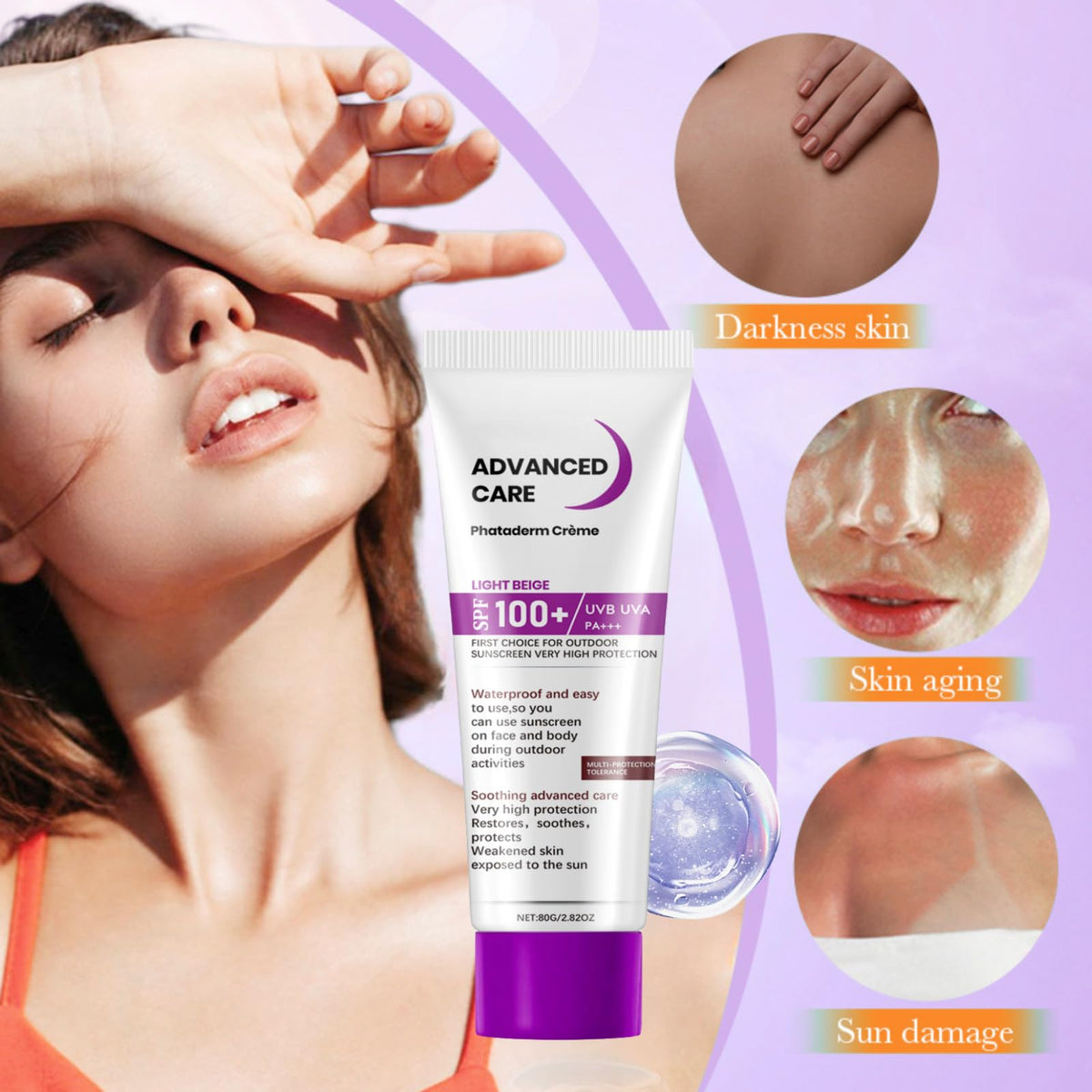 Maggidea Sunscreen SPF 100+, Sun Cream SPF 100 PA+++, SPF 100 Sunscreen, Ultra Light UV Protetion sunscreen, No Sticky Ultra Light UV Protetion sun Block Face sunscreen for Body and Face