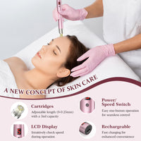 Automatic Serum Applicator Microneedling Pen PELCAS, A3 Electric Derma Pen Level 5 with LCD Screen Rechargeable Cordless Dermapen for Scars,Wrinkles,Stretch Marks,Acne,Skin Rejuvenation(Rose Gold)