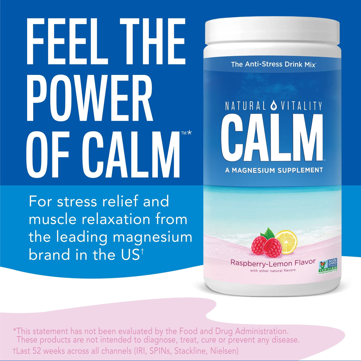 Natural Vitality Natural Calm - RLS - Restless Legs - Relaxation - Stress - Muscle Cramps - Tension - Unwind - Amazing Taste - Raspberry Lemon - 453 Gr