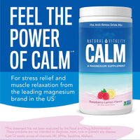 Natural Vitality Natural Calm - RLS - Restless Legs - Relaxation - Stress - Muscle Cramps - Tension - Unwind - Amazing Taste - Raspberry Lemon - 453 Gr