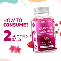 Vitamatic Glucose Chweble Gummies - 60 Count - Natural Raspberry Flavor - 4G of Carbohydrate per Serving