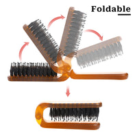 Mozeat Lens Travel Hair Brush,Foldable Boar Bristle Hair Brush Folding Bristles Hair Comb Collapsible Travel Hair Comb Pocket Hair Comb Rectangular Folding Hair Brush Compact Hair Brush Mini Hair Brush for Women