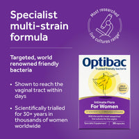 Optibac Probiotics for Women - Vaginal Probiotics - Most Researched Strains for Intimate Flora - Lactobacillus Reuteri RC-14 & Lactobacillus Rhamnosus GR-1-60 Vegan Capsules