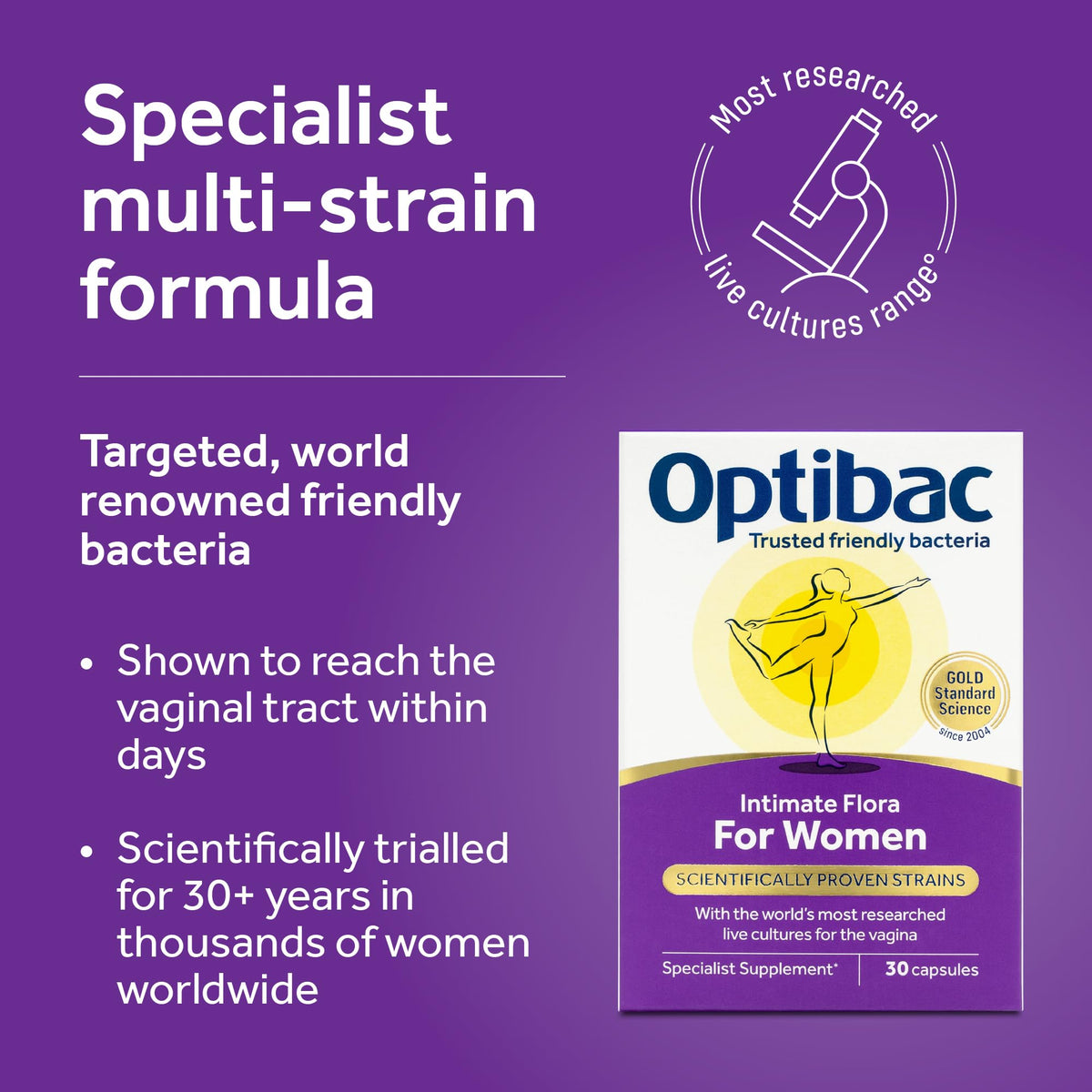 OptiBac Optibac Probiotics for Women - Vaginal Probiotics - Most Researched Strains for Intimate Flora - Lactobacillus Reuteri RC-14 & Lactobacillus Rhamnosus GR-1-90 Vegan Capsules