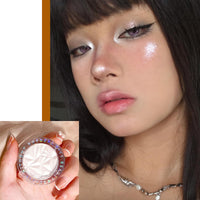 LYNTYAOU Highlighter Powder Makeup Palette, Diamond Shine Highlighter, Face Highlighter Palette, Long Lasting Lightweight Shimmer Colors for Highlighting and Contouring (Pearl White)