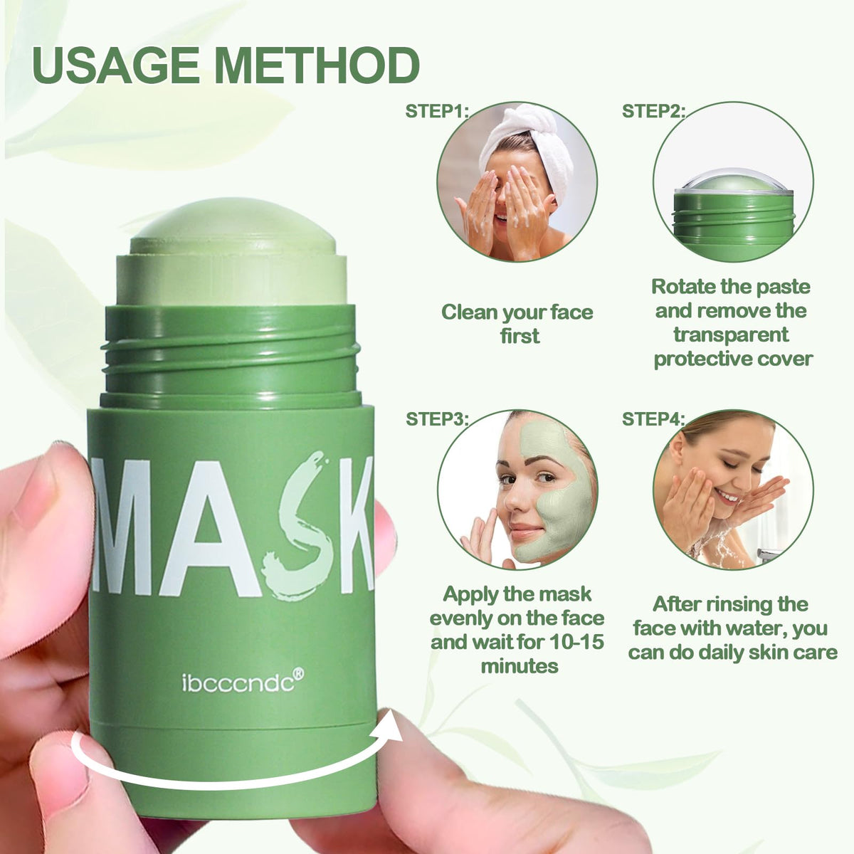 DRTRU Green Tea Mask Stick, Green Tea Deep Cleanse Mask,Blackhead Remover With Green Tea Extract, Deep Cleansing and Moisturizing, Oil Control, Pore Shrinking, Suitable for Women and Men (2 Pcs)