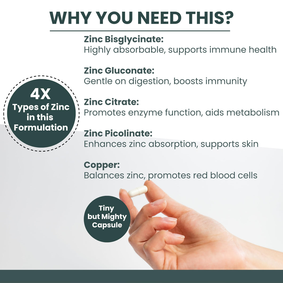 Bio Mirco Zinc Supplements, High Strength Zinc Picolinate, Bisglycinate, Gluconate, Citrate 30mg & Copper Complex, Immune System & Cognitive Function, Zink Supplement for Men & Women, 120 Capsules, UK Made