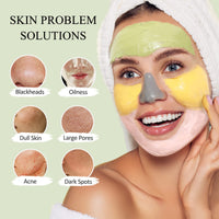 SHVYOG Clay Face Mask Kit, Vitamin C Clay Mask with Turmeric, Dead Sea Mud, Green Tea, Rose, Skin Care Facial Mask for Deep Cleansing, Controlling Oil and Refining Pores & Mask Brush(240g in Total)