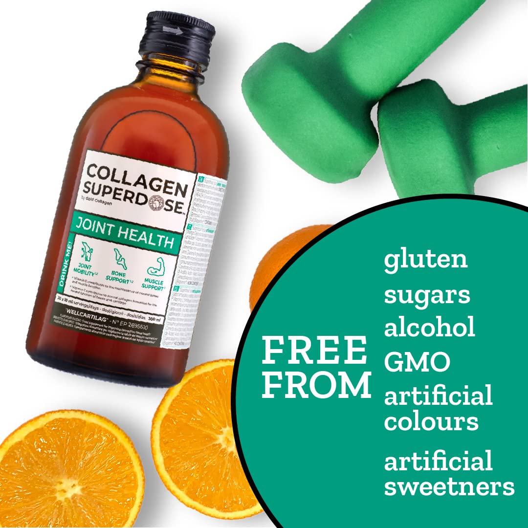 GOLD COLLAGEN Collagen SUPERDOSE by Gold Collagen Joint Health - Collagen Supplements for Women & Men, Supplement Joints for Muscles and Bones with Vitamin C, Vitamin D and Hyaluronic Acid, 300 ml