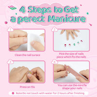 SeseBee 144Pcs Kids Press on Nails Children Girls Short Artificial Fake Nails No fading Stable Quick Stick on Cute Rainbow Unicorn Pre Glue Full Cover Acrylic Nail Tip Kit Gift Kids Nail Decoration (Unicorn)