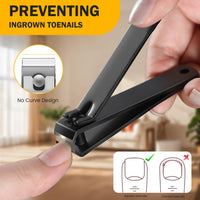 BEZOX Heavy Duty Straight Blade Nail Clippers for Thick Toenails, Professional Stainless Steel Fingernail Toenail Clippers Trimmers - Thick Wide Jaw Toe Nail Clippings