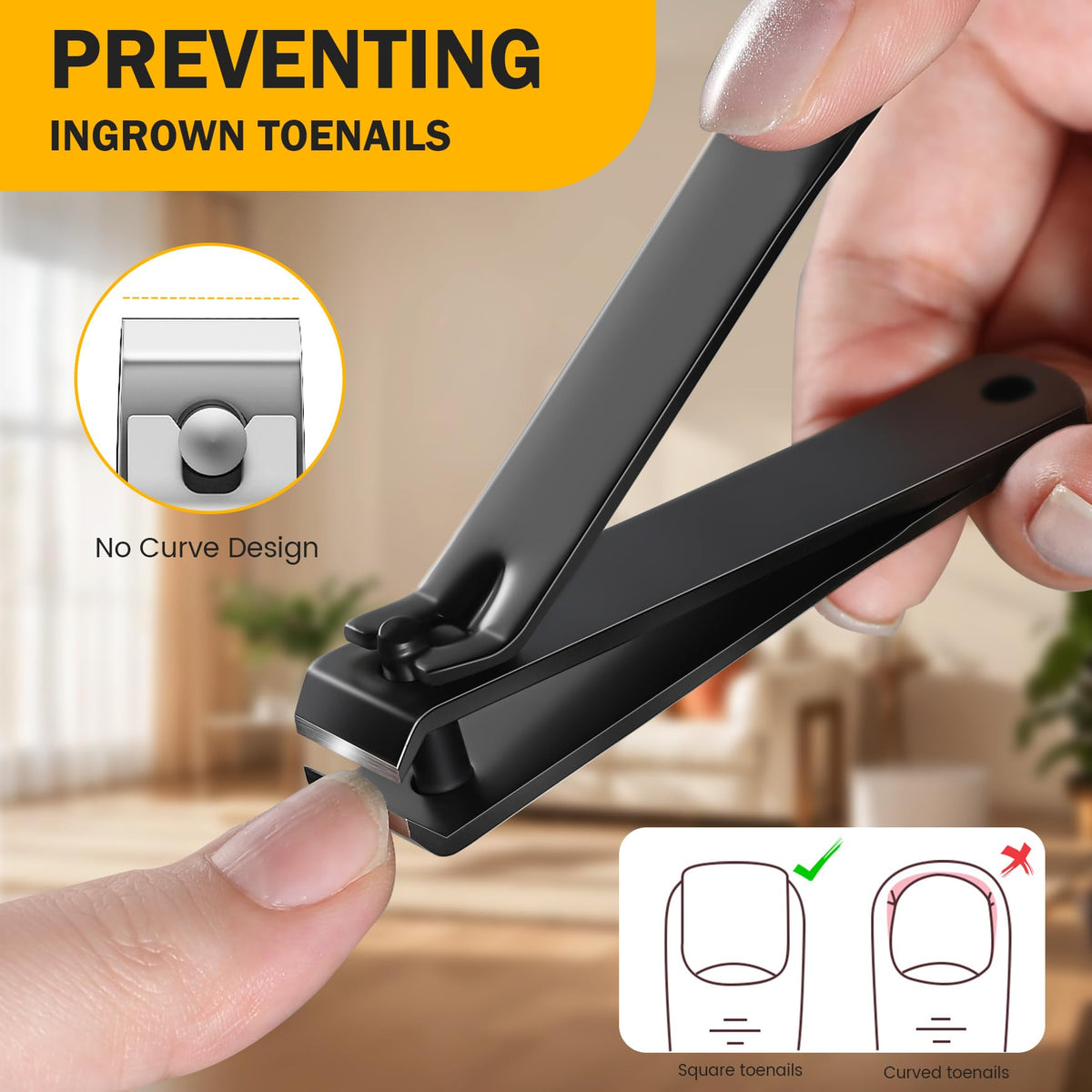 BEZOX Heavy Duty Straight Blade Nail Clippers for Thick Toenails, Professional Stainless Steel Fingernail Toenail Clippers Trimmers - Thick Wide Jaw Toe Nail Clippings