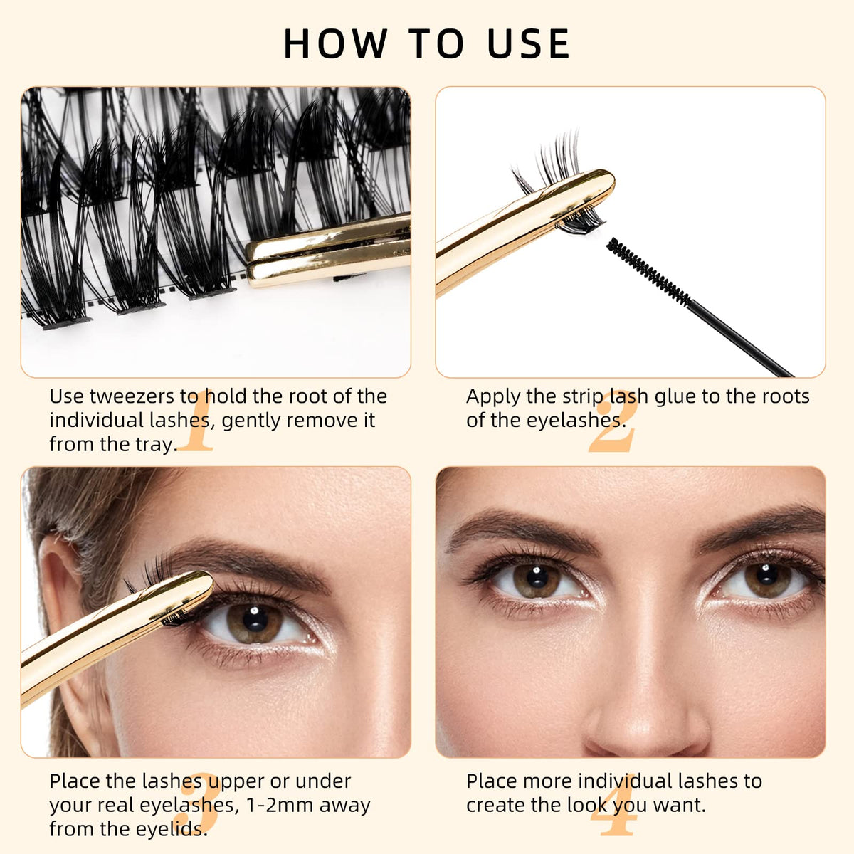 240Pcs Individual Lashes QUEWEL Cluster Lashes Individual Lash Extension 40D+50D C Curl Lashes Cluster DIY Look Like Eyelash Extensions Mix8-14mm at Home(40D+50D 0.07C MIX8-14mm)