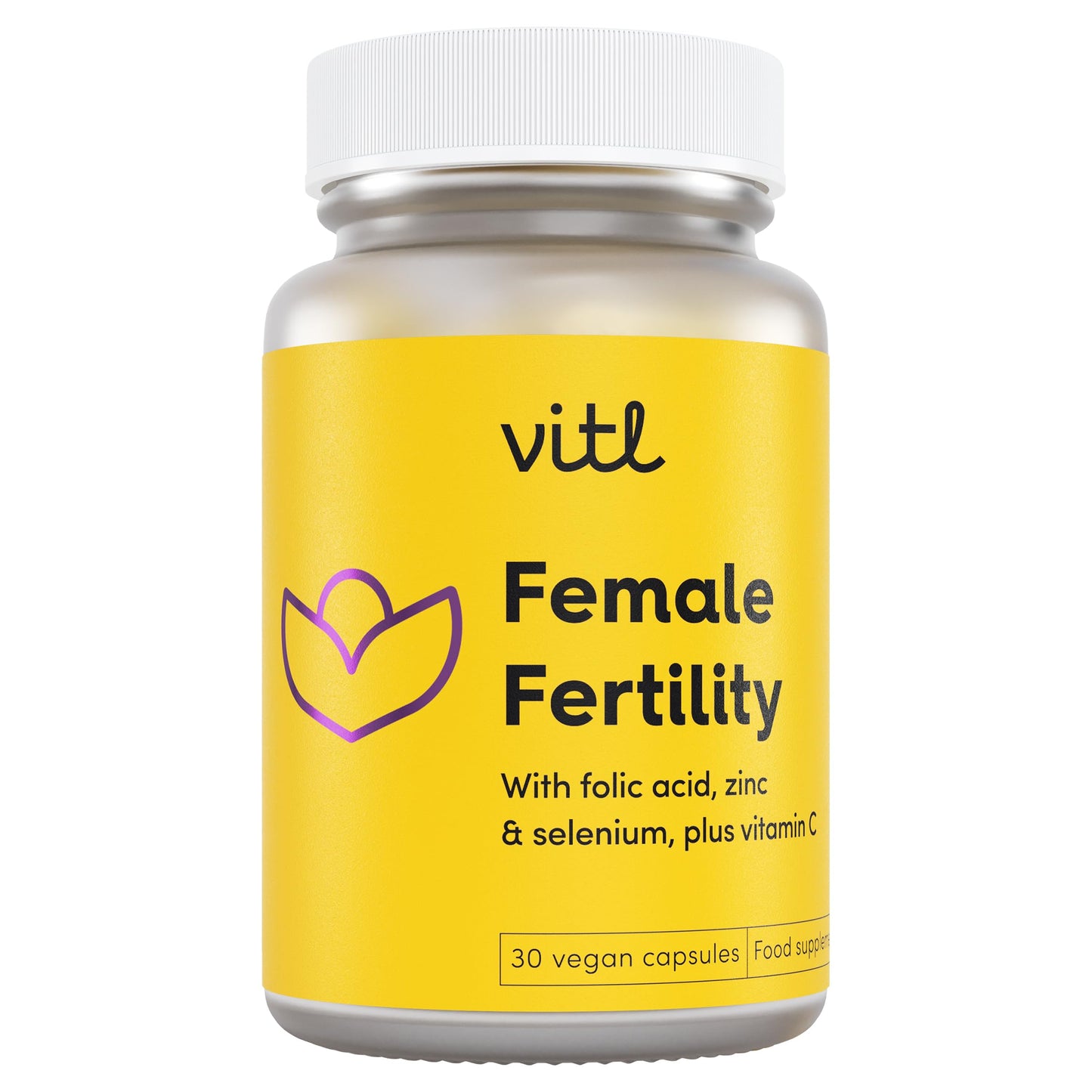VITL Vitl Female Fertility Supplement - 30 Vegan Capsules - Includes Folic Acid, Vitamin B12 & Zinc - Formulated with 17 Essential Nutrients & Vitamins - Conception Support for Women - 1 Month Supply