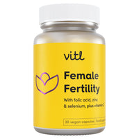 VITL Vitl Female Fertility Supplement - 30 Vegan Capsules - Includes Folic Acid, Vitamin B12 & Zinc - Formulated with 17 Essential Nutrients & Vitamins - Conception Support for Women - 1 Month Supply