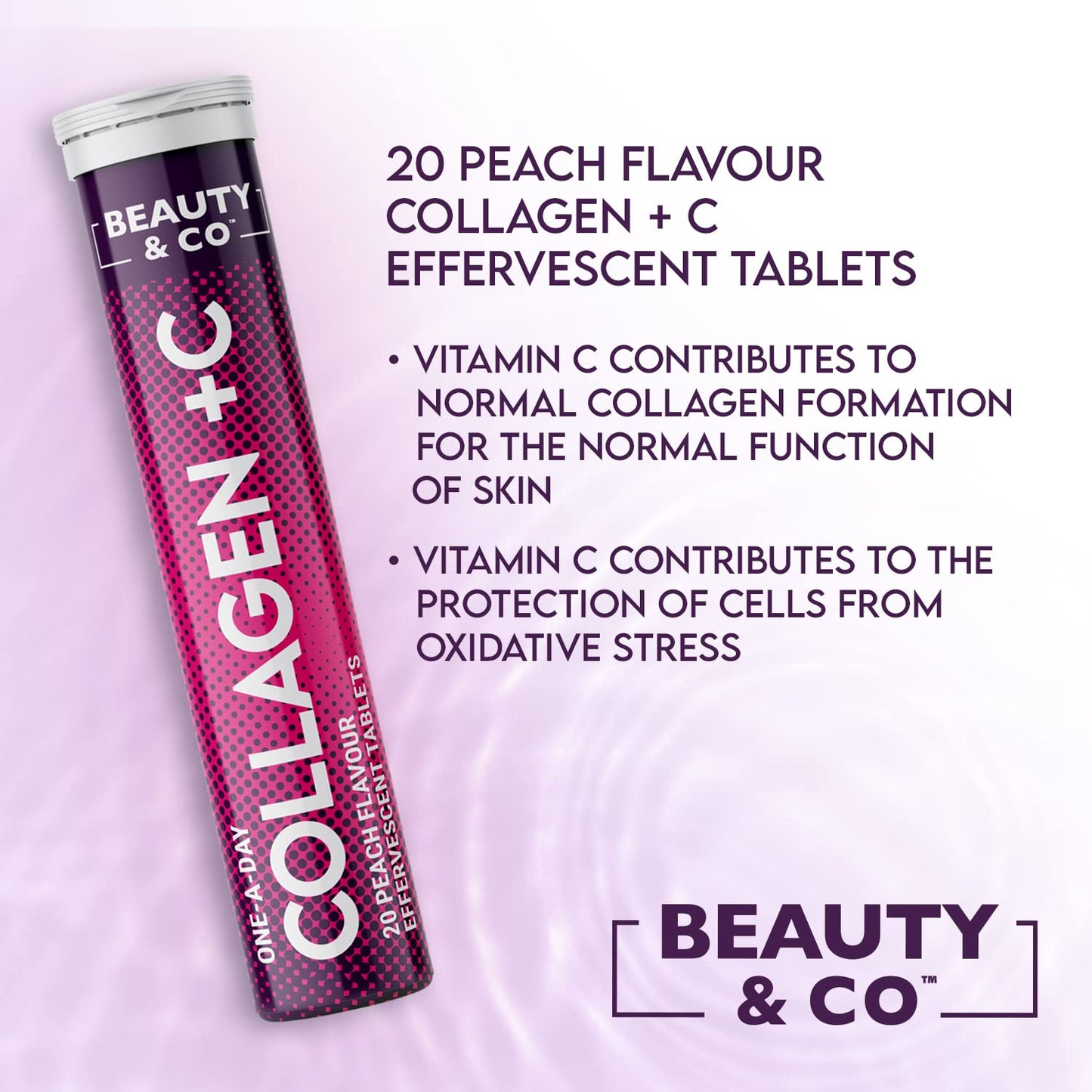 Beauty & Co Collagen Effervescent - Marine Collagen & Vitamin C Supplement - 500mg Per Tablet (4 Tubes)