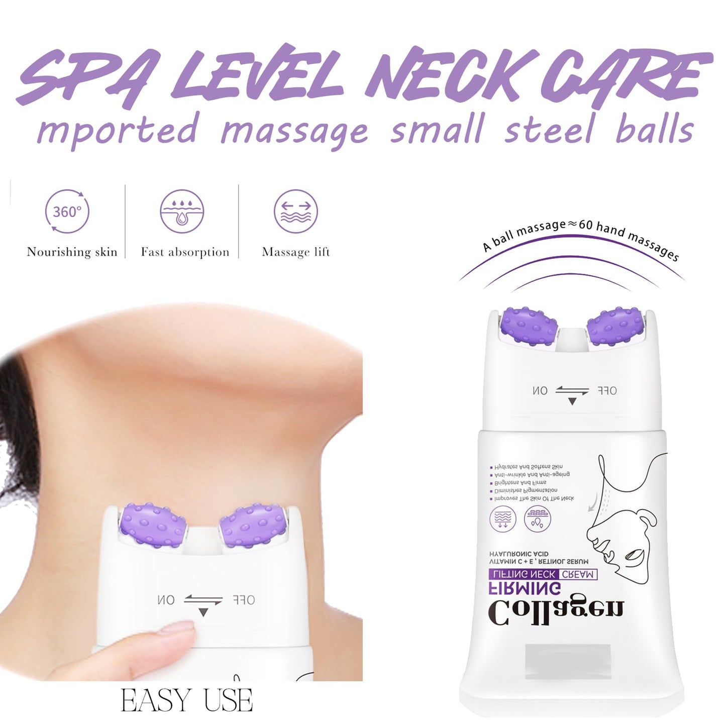 Neck Creams for Firming Roller - Collagen Neck Cream - Retion Neck Firming Cream - Anti Aging and Anti Wrinkle Neck Cream - Rich in Vitamin C+E and Hyaluronic Acid - Neck Moisturizer