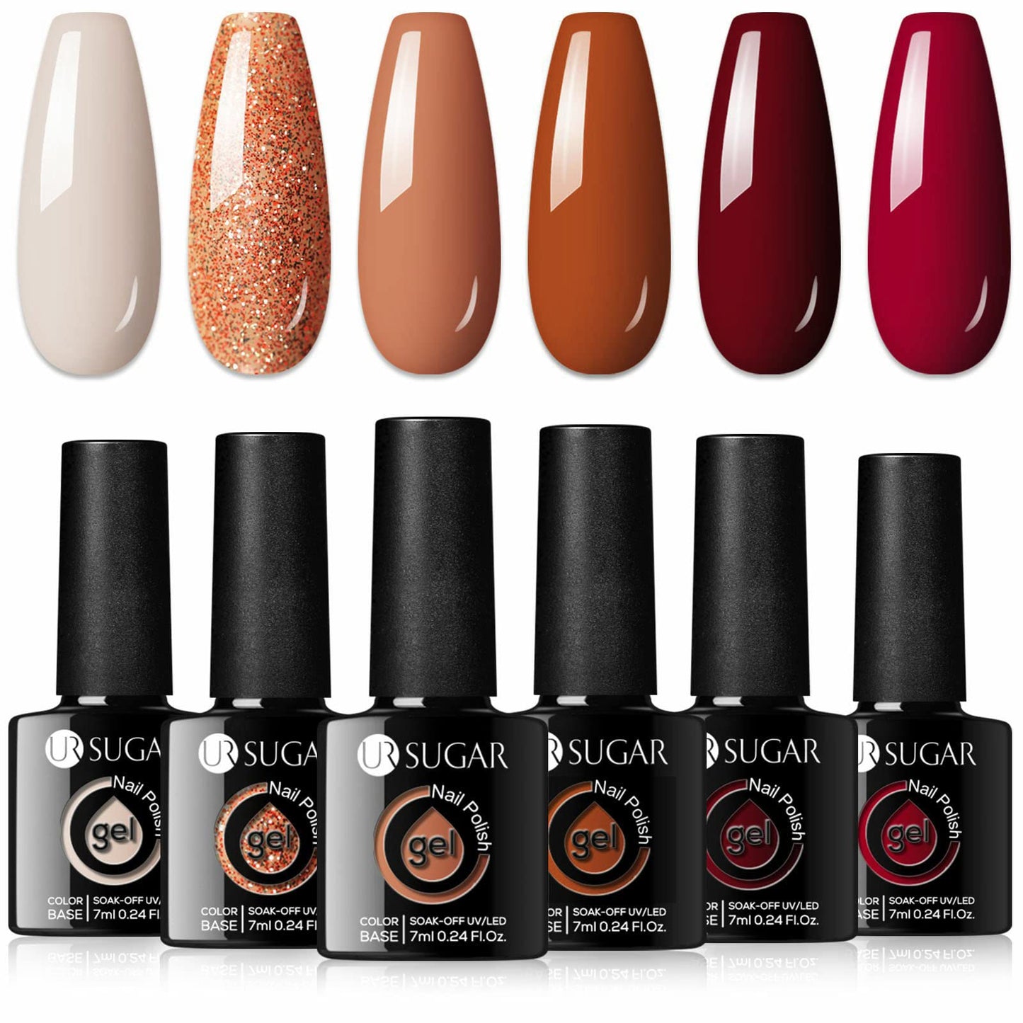 UR SUGAR Autumn and Winter Gel Nail Polish Set, Gray Pink Classic Gel Polish 6 Colours Soak Off Gel Nail Varnish Kit DIY Manicure Christmas Gifts for Women