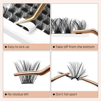Higu clace Lash Clusters DIY Eyelash Extensions 144 Pcs Cluster Eyelash Extensions 8-16mm Cluster Lashes C Curl Thin Stem Lash Clusters Reusable Makeup for Self-application (Volume-Big C 8-16mm)