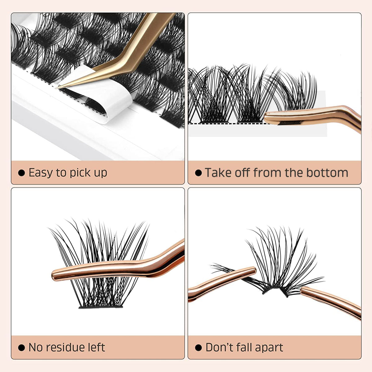 Higu clace Lash Clusters DIY Eyelash Extensions 144 Pcs Cluster Eyelash Extensions 8-16mm Cluster Lashes C Curl Thin Stem Lash Clusters Reusable Makeup for Self-application (Volume-Big C 8-16mm)