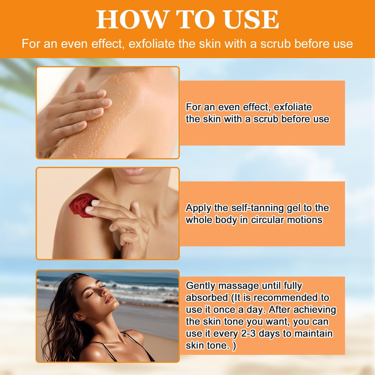 Muiefe Intensive Tanning Gel for Outdoor Sun, Natural Brown Tanning Accelerator Cream, Sunbed Tan Accelerator with Carrot Oil & Vitamin E, Sunscreen without SPF, Moisturizing Body Gel for Women Men, 150g