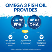 Nu U Nutrition - Omega 3 2200mg & Vitamin D3 2000IU - 250 Softgel Capsules - 726mg EPA & 484mg DHA per Serving - Alternative to Cod Liver Oil Capsules - High Strength, Wild Caught - Made in the UK