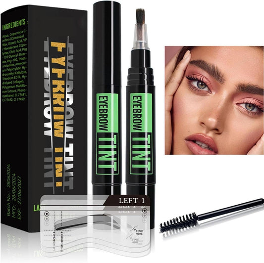 Generic Brow Dye Kit Long-Lasting Eyebrow Tint Semi-Permanent Black Eyebrow Waterproof Smudge-Proof Pen Tattoo Pencil Medium Brow Makeup for Defined Natural Look Easy to-Use with Brush