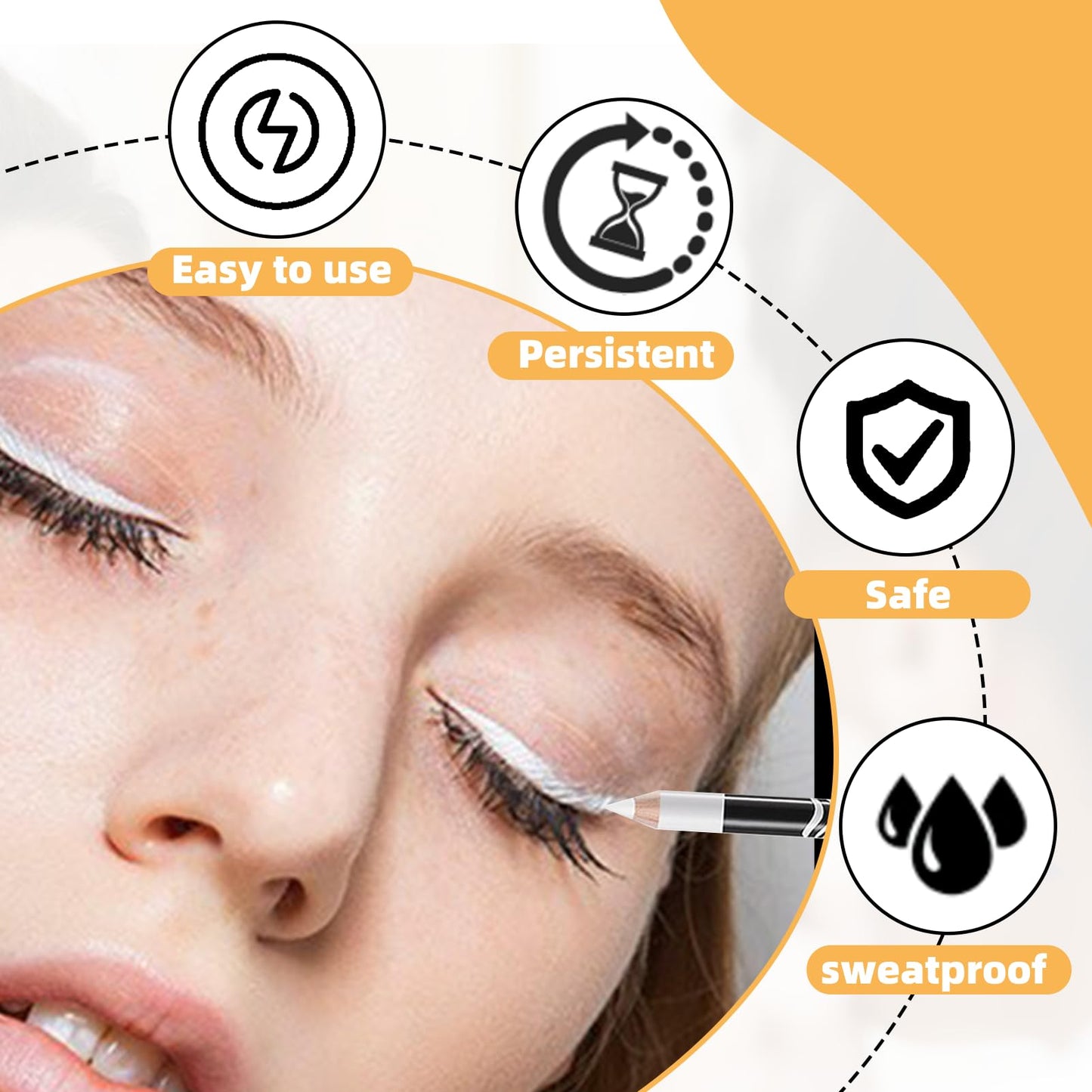MEKEET 12PCS White Eyeliner Pencils - Waterproof, Long Lasting, Skin Marking Eyeshadow & Highlighter