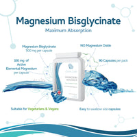Xspan Labs Magnesium Bisglycinate 500mg – Extremely Bioavailable Capsules with High Absorption for Better Sleep, Muscle and Nerve Support - Magnesium Glycinate Vegetarian and Vegan Friendly - Made in The UK