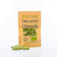 vegishake Organic Chlorella HPMC Capsules Algae Omega 3 & 6 Heavy Metal Detox Cracked Cell Wall Vegan Kosher Halal (60 Capsules)